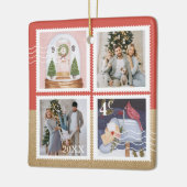 Fun Festive Christmas Family Photos Postage Stamps Ceramic Ornament (Left)