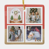Fun Festive Christmas Family Photos Postage Stamps Ceramic Ornament (Front)