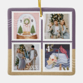 Fun Festive Christmas Family Photos Postage Stamps Ceramic Ornament (Front)