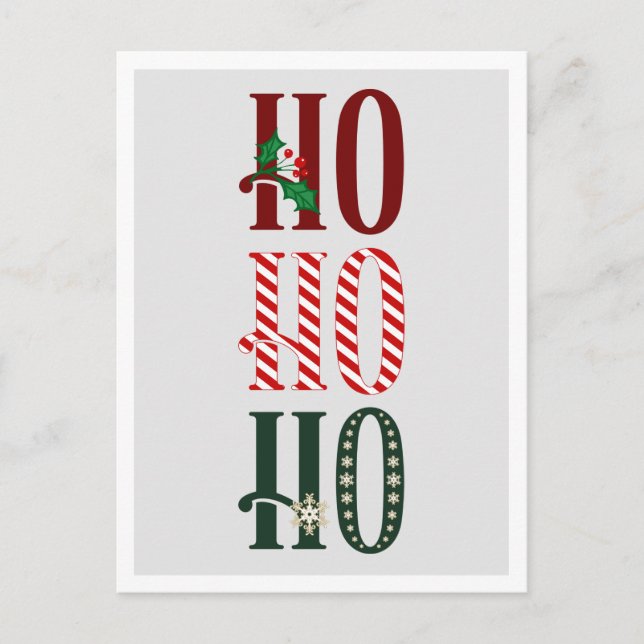 Fun Festive Christmas Ho Ho Ho Holiday Postcard (Front)