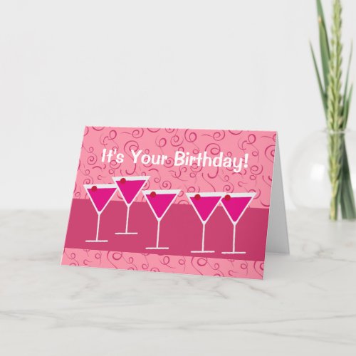 Fun Festive Cocktail Martini Glass Birthday Drinks Card