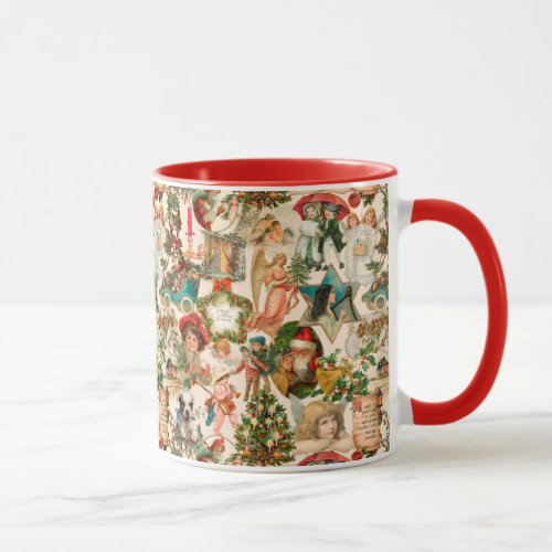 Fun Festive  Colorful Vintage Christmas Ephemera Mug