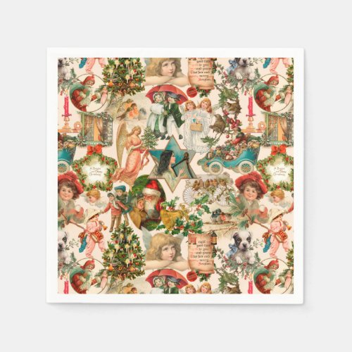 Fun Festive  Colorful Vintage Christmas Ephemera Napkins