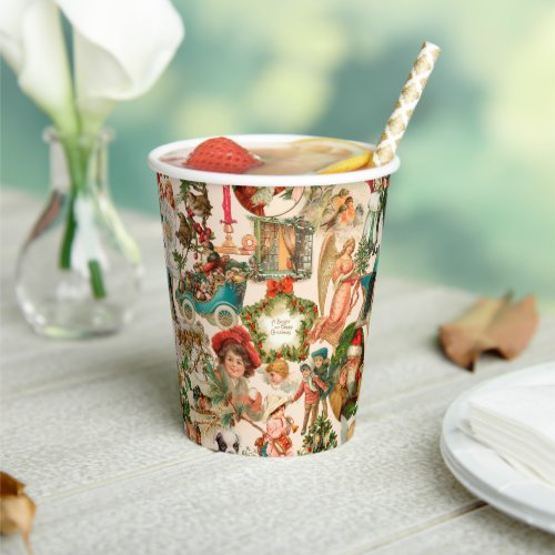 Fun Festive  Colorful Vintage Christmas Ephemera Paper Cups