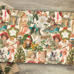 Fun, Festive & Colorful Vintage Christmas Ephemera Tissue Paper<br><div class="desc">Happy and fun holiday collage featuring traditional elements associated with the best parts of Christmas through the years, including smiling angels, happy children, adorable puppy, winter holly, a decorated tree, plump snow birds, antique bicycle, presents, and of course a jolly Santa. Each element was extracted from Victorian Christmas cards, restored...</div>