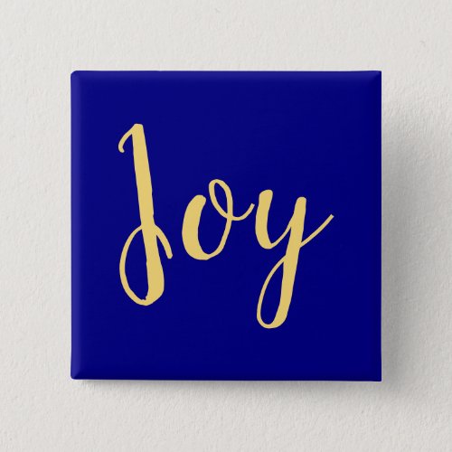 Fun Festive Elegant Holiday JOY Script Royal Blue Button