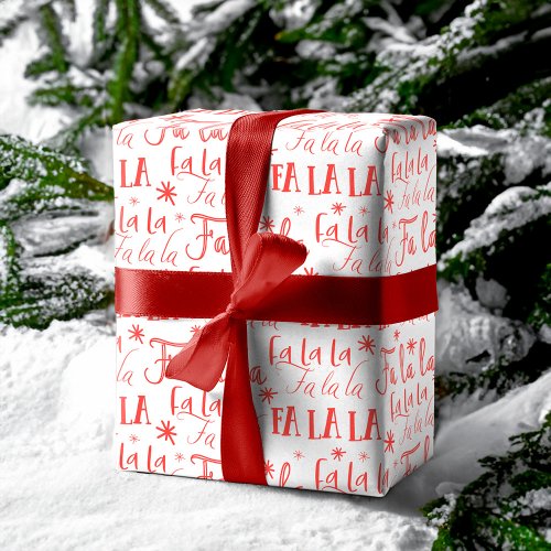 Fun Festive Fa La La Typographic Christmas Holiday Wrapping Paper