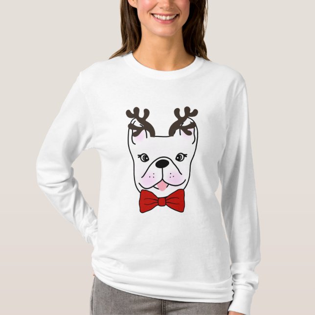 Fun Festive Frenchie. T-Shirt (Front)