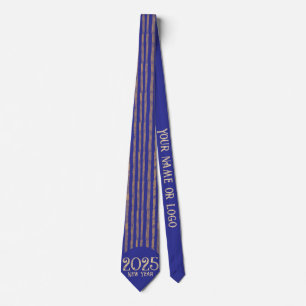 Fun festive happy new year midnight blue stripes  neck tie