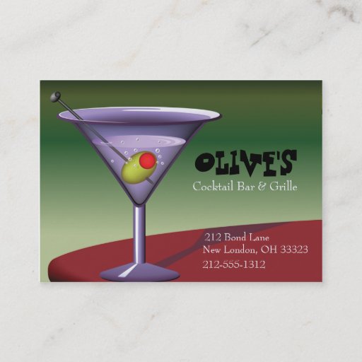 Customizable Fun, Festive Martini (cocktail)  Business Card