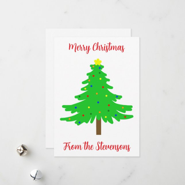 Fun Festive Merry Christmas Trees Holiday Card (Front/Back In Situ)