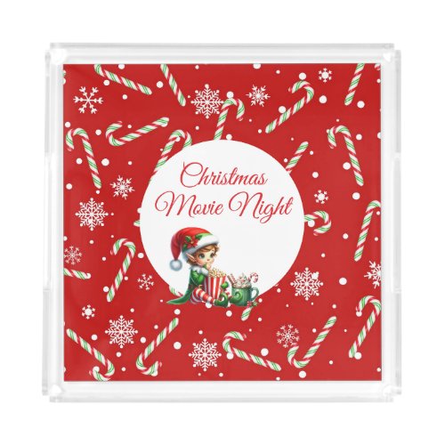 Fun Festive Movie Night Christmas Party  Acrylic Tray