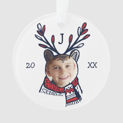 Fun Festive Red Plaid Polar Bear Character Photo Ornament