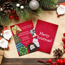 Fun Festive Red Ugly Sweater Christmas Brunch Invitation