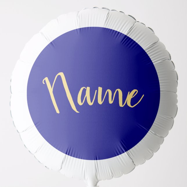 Fun Festive Script Text Royal Navy Blue Background Balloon (Front)