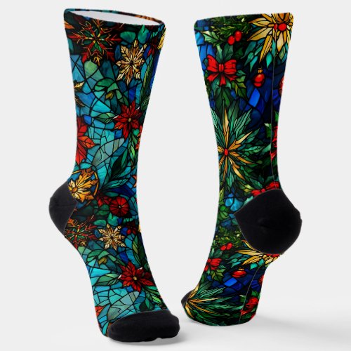 Fun Festive Stained Glass Odd Socks