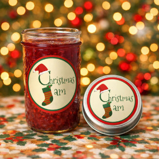 Fun Festive Whimsical Christmas Jam Sticker Label