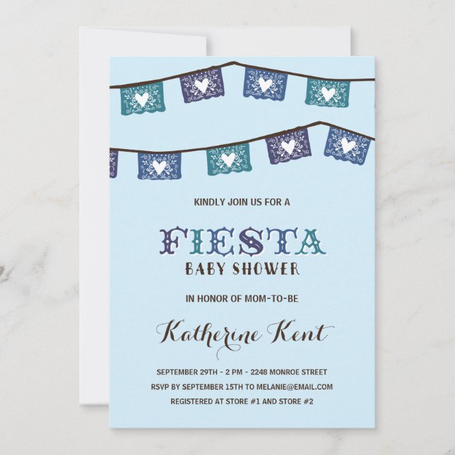 Fun Fiesta | Blue Boys Baby Shower Invitation (Front)