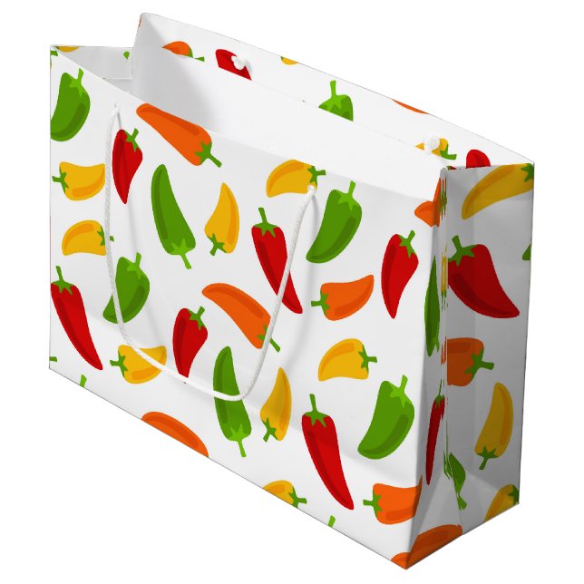 Fun Fiesta Chili peppers fun large gift bag (Front Angled)