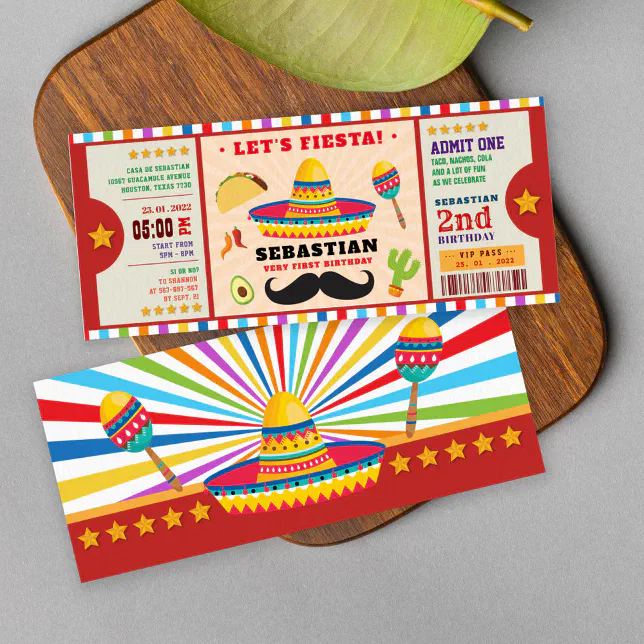fun fiesta first birthday ticket invitation | Zazzle