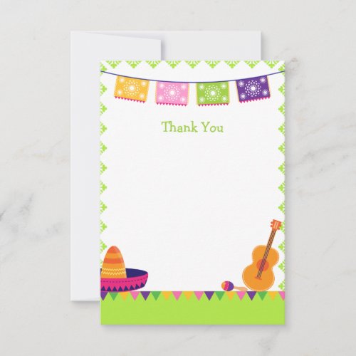 Fun fiesta party colorful birthday thank you card