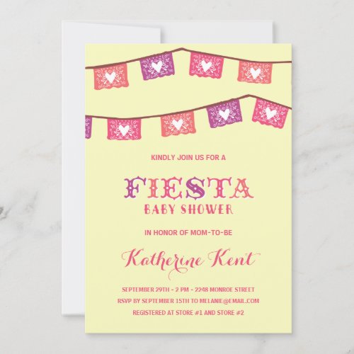 Fun Fiesta  Pink Girls Baby Shower Invitation