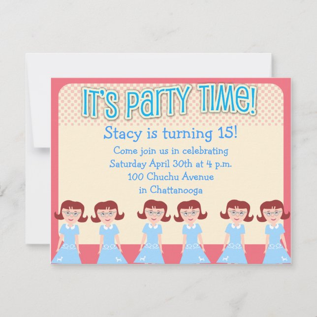 Fun Fifties Girl Party Time Invitation (Front)