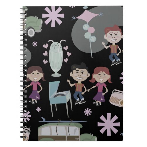 Fun Fifties Memories Cute Retro Art Design Notebook