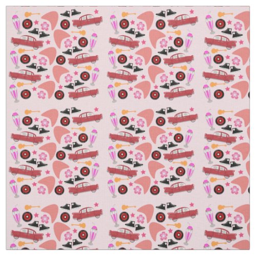 Fun Fifties Pink Pattern Fabric
