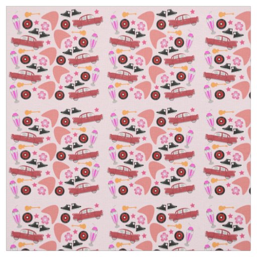 Fun Fifties Pink Pattern Fabric