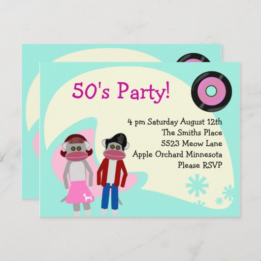 Fun Fifties Sock Monkey Shindig (Front/Back)