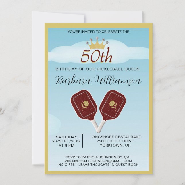 Fun Fifty Pickleball Lady 50th Birthday Party  Invitation (Front)
