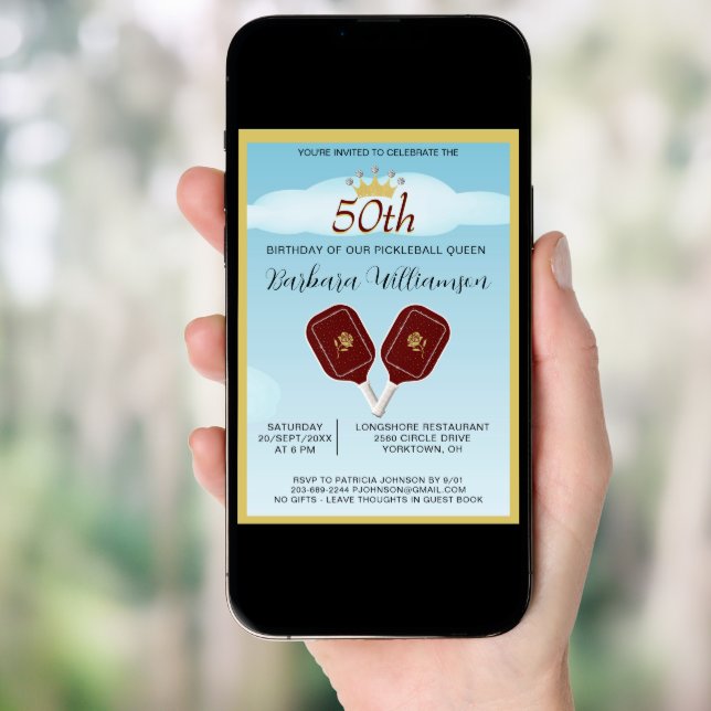 Fun Fifty Pickleball Lady 50th Birthday Party  Invitation (Front Digital)