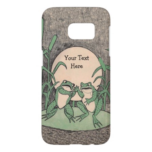 Fun Fighting Green Frogs on Lily Pad Moon Samsung Galaxy S7 Case