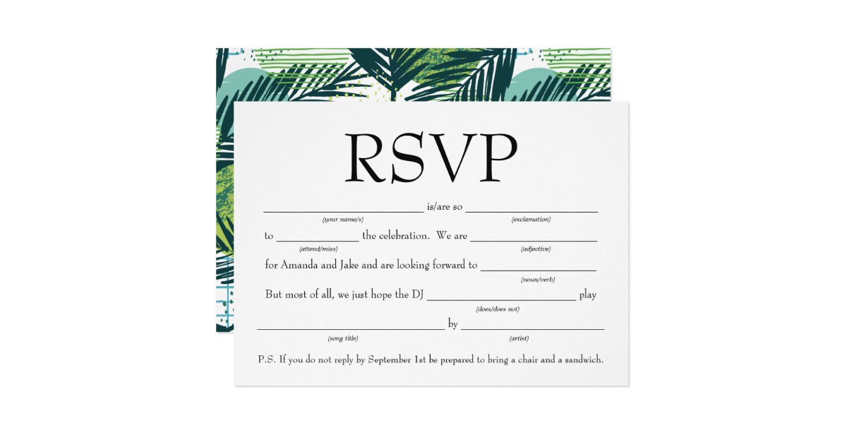 Fun FillintheBlank RSVP w/Song Request Invitation