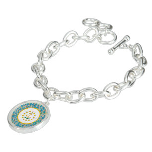 Fun Filled, Round flag of Rhode Island Charm Bracelet
