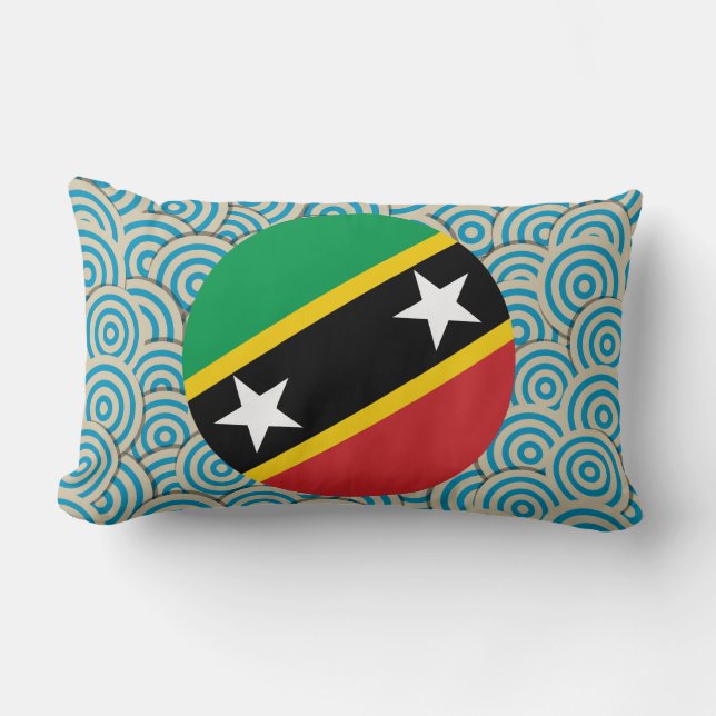 Fun Filled, Round flag of Saint Kitts and Nevis Lumbar Pillow (Front)