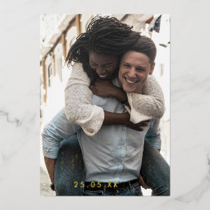 Fun Finally Photo Wedding Save the Date Gold Foil Invitation