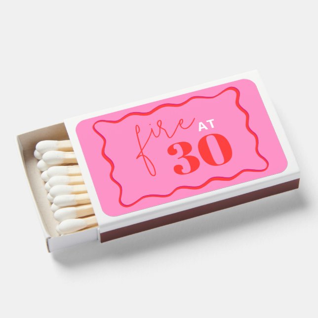 Fun 'Fire at 30' Birthday Matchboxes (Front Open)