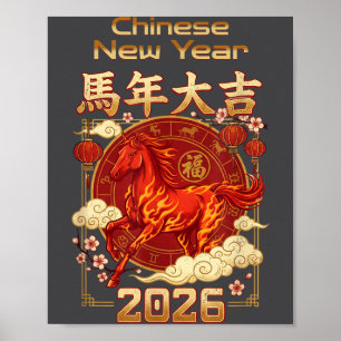 Fun Fire Horse 2026 Lunar New Year Energy Adventur Poster