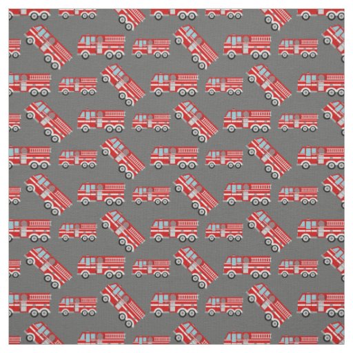 Fun Fire Trucks Gray Fabric