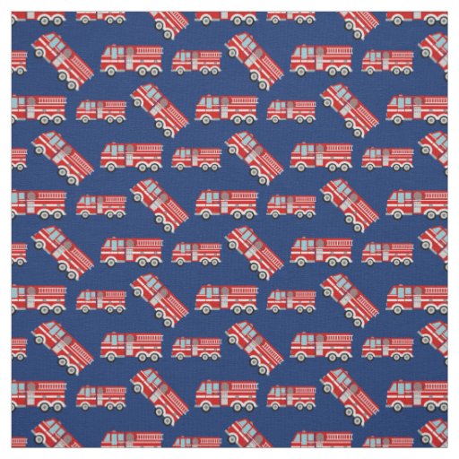 Fun Fire Trucks Navy Blue Fabric