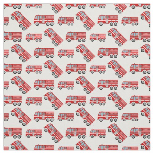 Fun Fire Trucks White Fabric