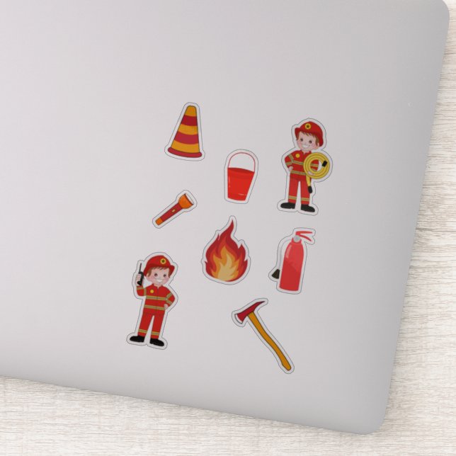 Fun Firefighter Kids  Sticker (Detail)