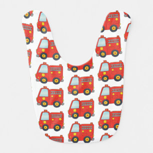 Fun Firetruck Pattern Design Baby Bib