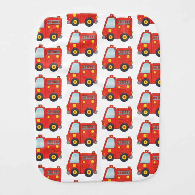 Fun Firetruck Pattern Design Baby Burp Cloth (Front)