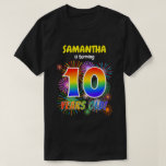 [ Thumbnail: Fun Fireworks, Rainbow Look "10", 10th Birthday T-Shirt ]