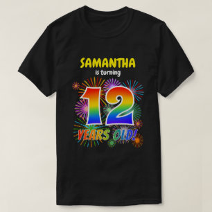 Fun Fireworks, Rainbow Look "12", 12th Birthday T-Shirt