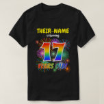 [ Thumbnail: Fun Fireworks, Rainbow Look "17", 17th Birthday T-Shirt ]