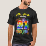 [ Thumbnail: Fun Fireworks, Rainbow Look "21", 21st Birthday T-Shirt ]